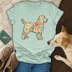 Floral Pattern Dog Graphic Mint Green T-Shirt Product