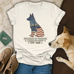 T-shirt with American flag dog silhouette, "Guardian of Freedom" text.