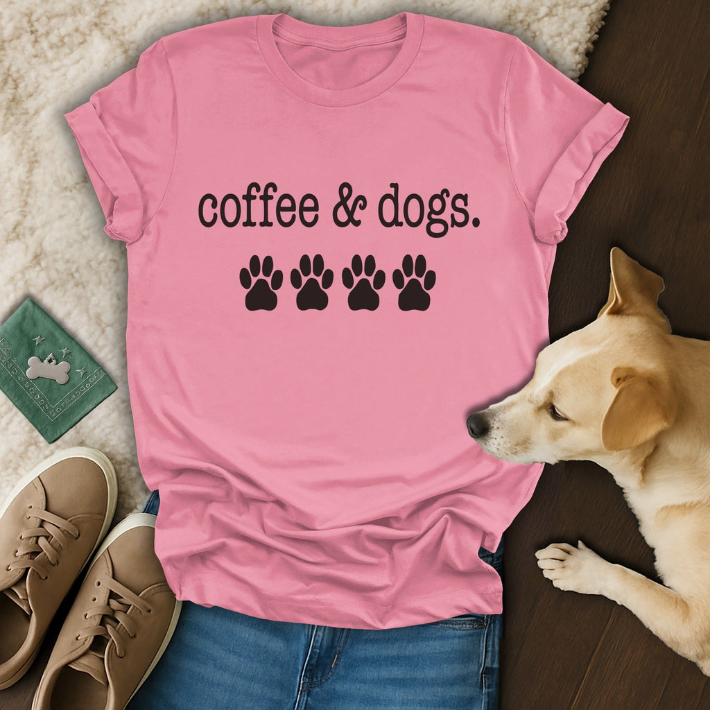 Cute Pink Coffee and Dogs Graphic T-shirt