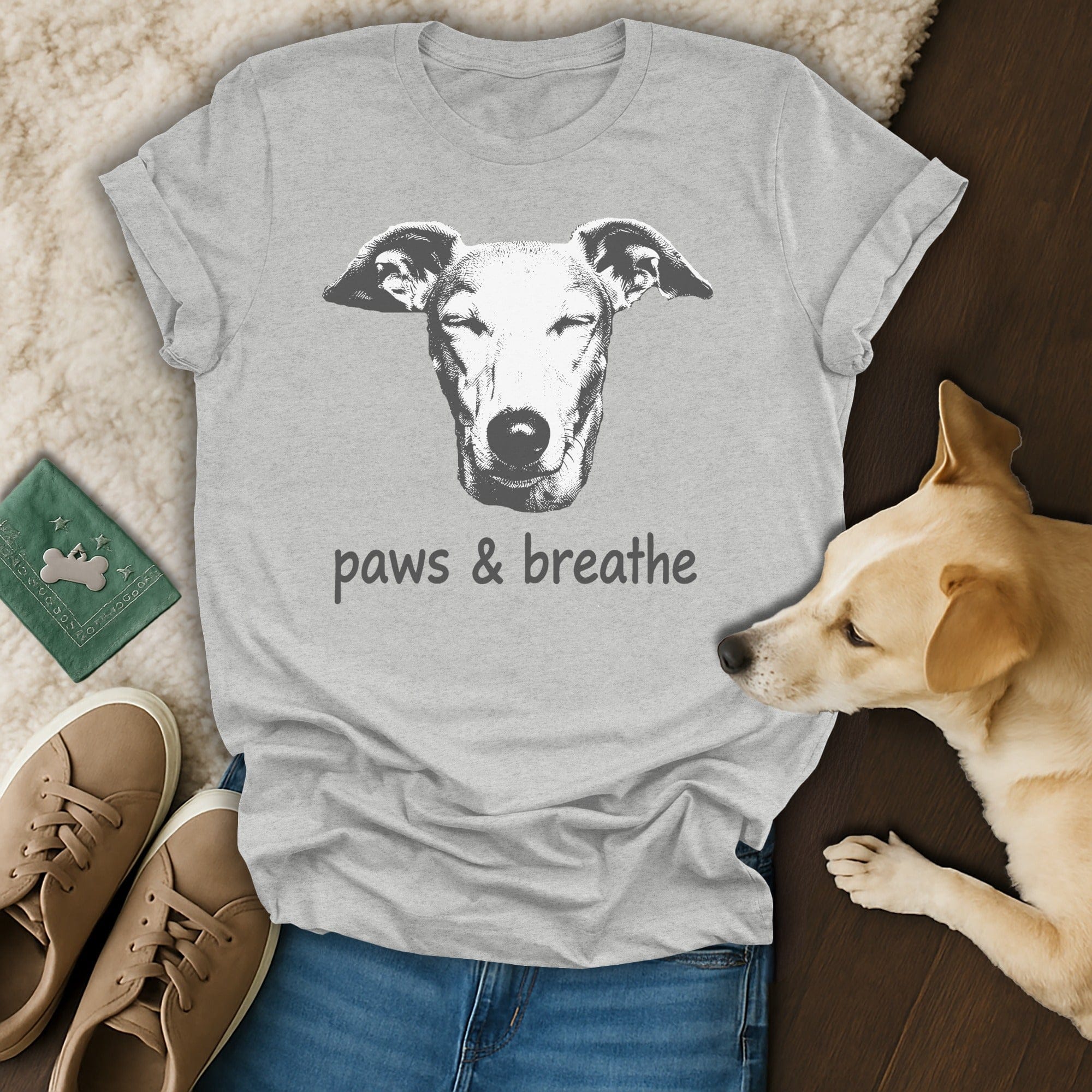 Paws and Breathe Dog Face Graphic Tee Shirt