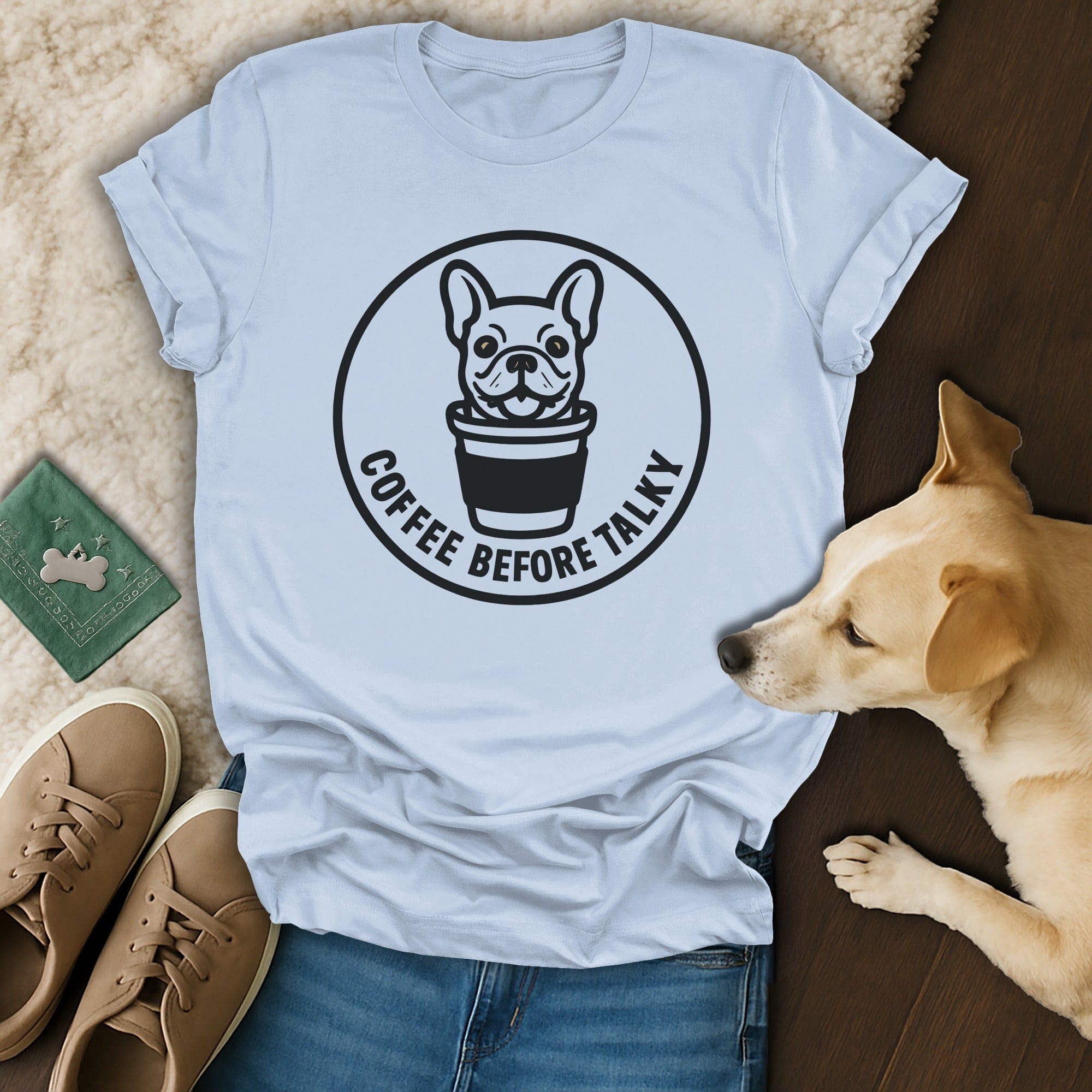 Coffee Before Talky French Bulldog Graphic T-shirt