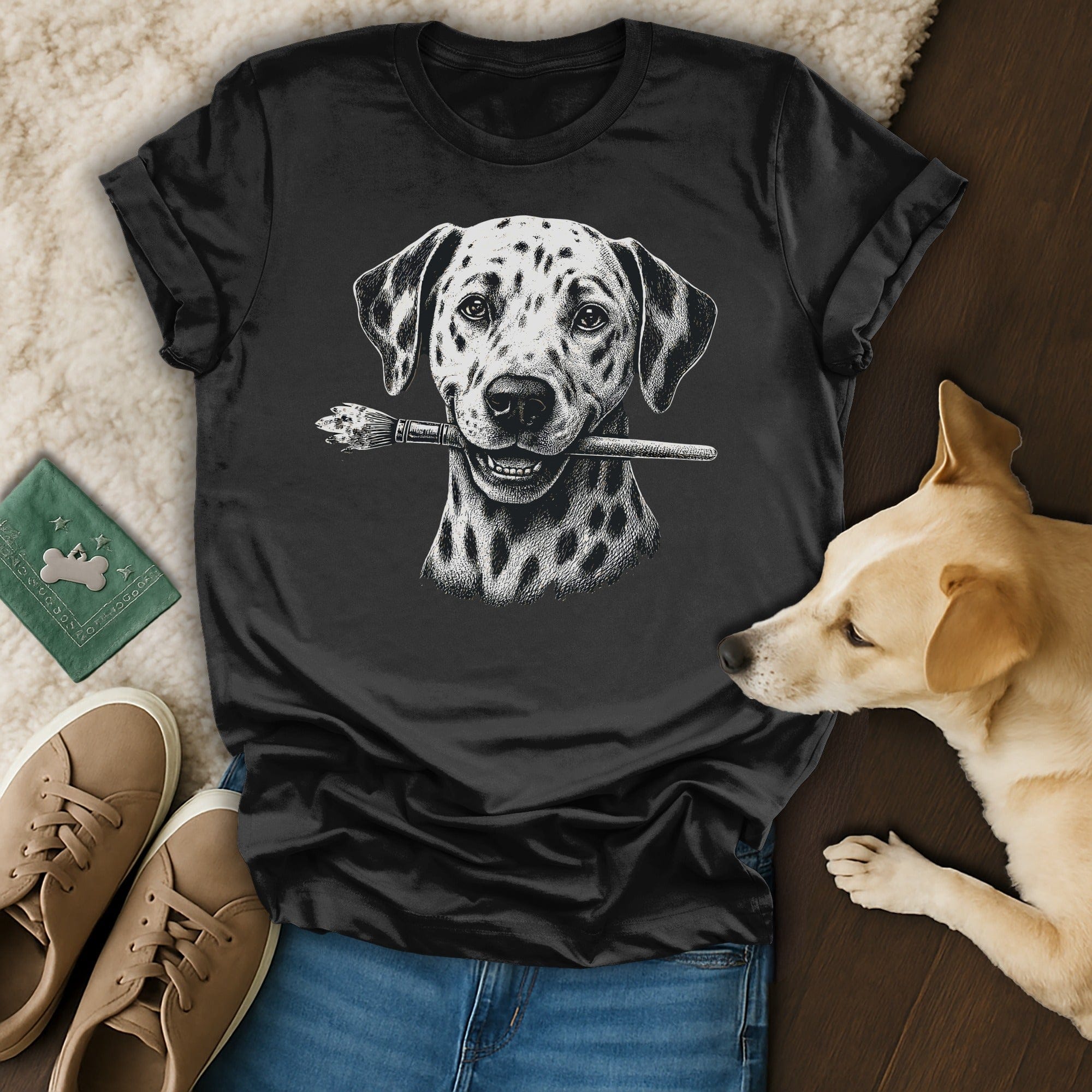 Dalmatian with Paintbrush Artistic T-Shirt