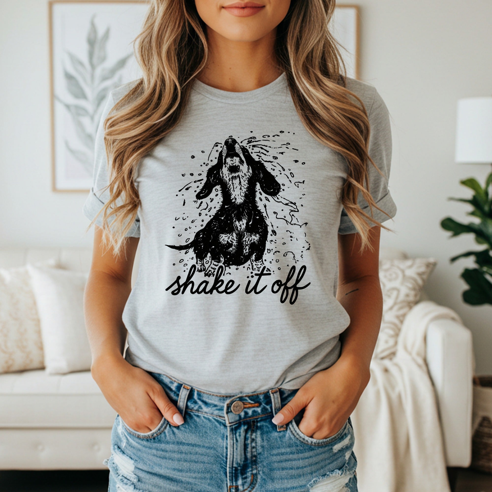 Shake It Off Dog Graphic T-Shirt Cute Casual Fashion Apparel