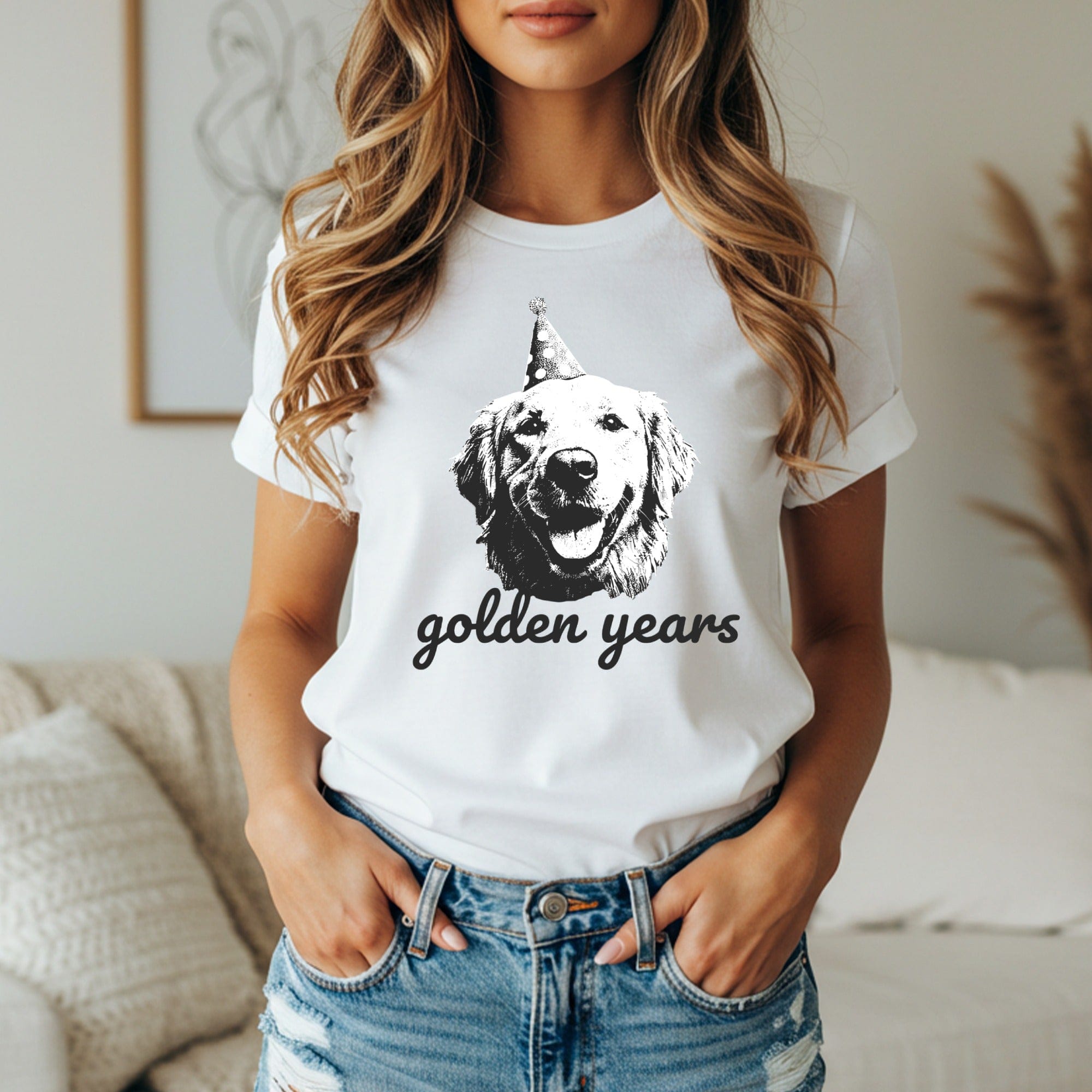 Golden Years Happy Dog Graphic Tee Shirt Product