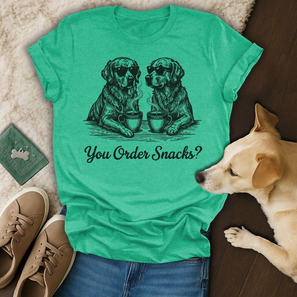 You Order Snacks Golden Retrievers Sunglasses Coffee product type
Golden Retriever Dog Lovers Pet Owner Gift Funny Dog Tee Coffee Dogs Snack Time Canine Art Sunglasses Dog Graphic Top Animal Humor Dog Breed Retriever Fan Puppy Love Unique Print Green Apparel Casual Shirt Statement Tee Best Friend Dog Illustrated Dog Pet Parent