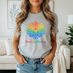 Pawsitively Blooming Rainbow Graphic Tee Shirt