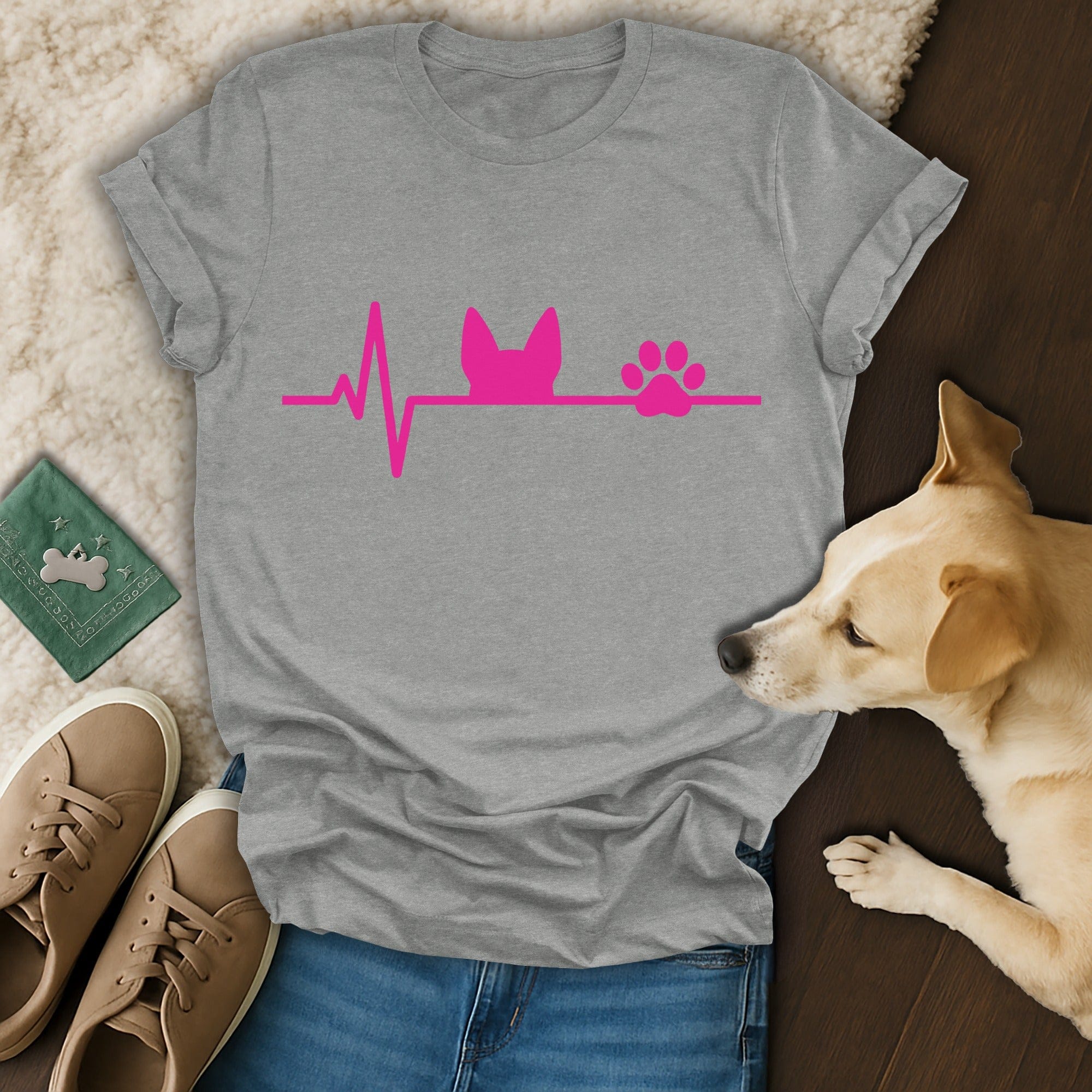 Pink Dog Heartbeat T-Shirt 🩷